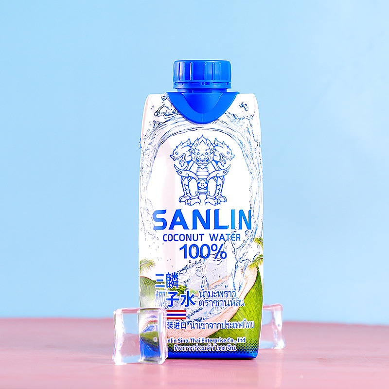 Thailand Three Lions Natural Coconut Water 100% Juice 330ml*12 Bottles Full Carton Beverage Electrolyte Water Original Import