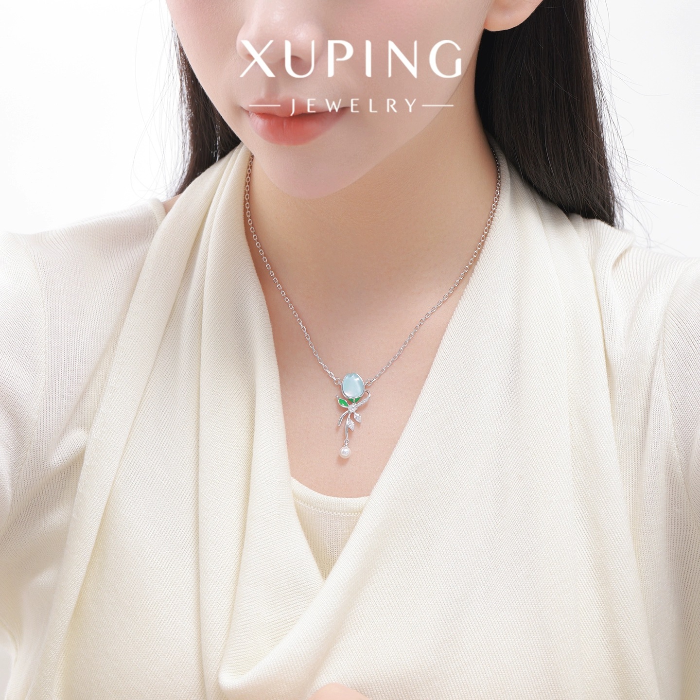 Xu Pingsen es suave y dulce viento moca piedra collar de tulipas temperamento popular fácil de poner diseño collar al por mayor image 4