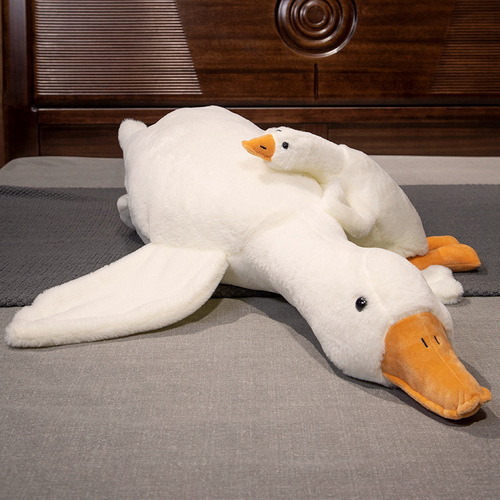 Simulation White Goose Plush Toy Long Throw Pillow Children's Soothing Goose Cuddle Pillow Creative Stuffed Animal Gift for Girls