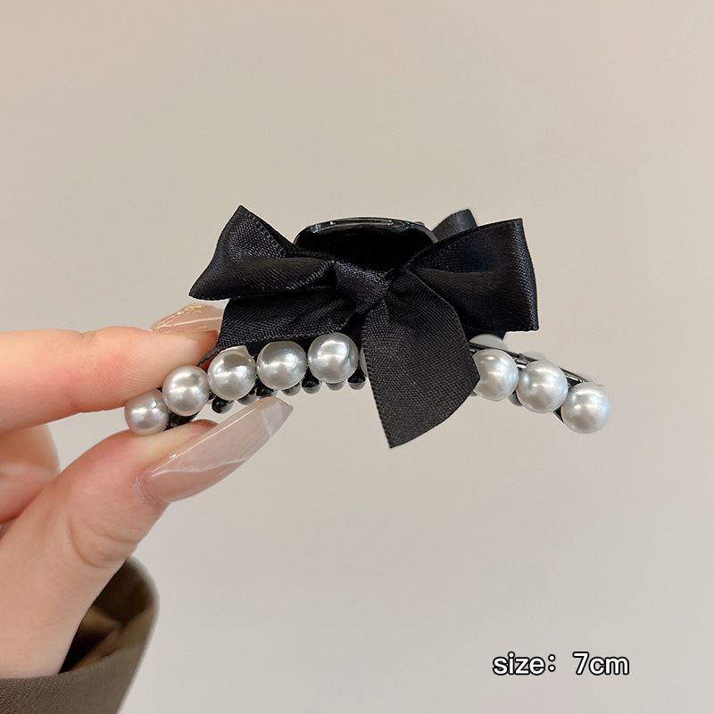 Clips de agarre de arco negro pequeño para mujeres frente retro clips de bangs 2025 nuevo clips de cabello princesa accesorios para el cabello