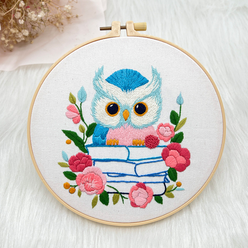 Lu serie de bordados pájaros bordados DIY material paquete de paquetes de aguja hecha a mano inglés peces peces pinturas decorativas de sala de estar