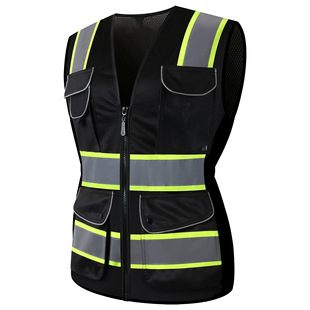Multi-pocket reflective vest traffic car safety reflective clothing site sanitation lady waist reflective vest