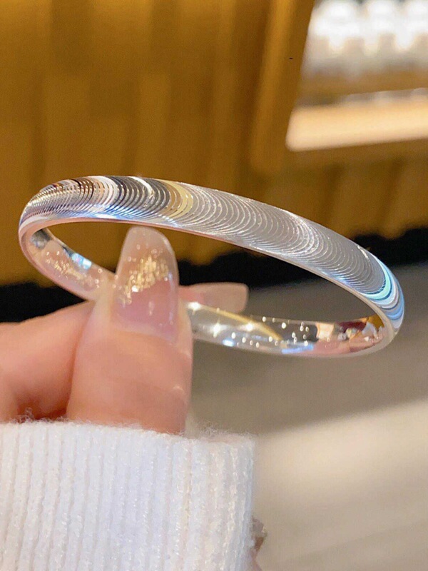 genuine goods 9999 Foot Silver Cat's Eye Bracelet Women's Solid All-match Brushed Sterling Silver Bracelet Niche Design Silver Bracelet Gift