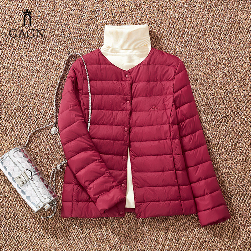 Gagn2026 Lightweight down Jacket for Women, New Winter Round Neck Inner Layer, V-Neck Short Coat for Layering