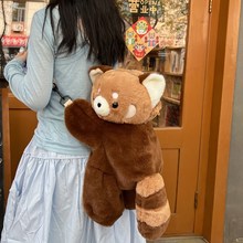 小熊猫趴趴包毛绒玩偶斜挎包2024新款个性双肩包女可爱软乎乎背包