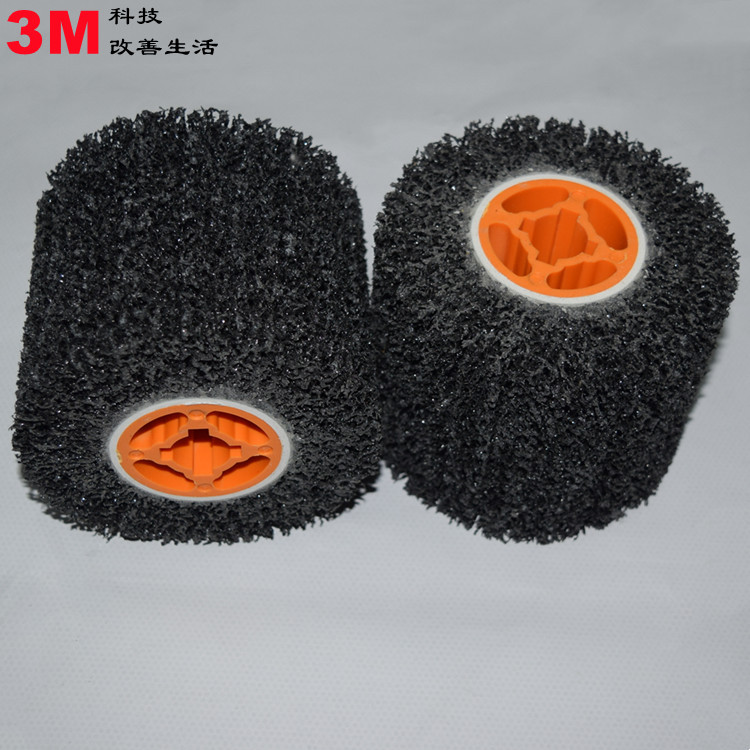 3M黑金刚拉丝轮97x100x19mm不锈钢金属抛光轮除锈打磨轮尼龙轮