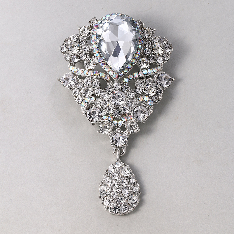 Broche en cristal de luxe européenne et américaine pour femme, broche florale à porter à la main pour décoration de mariage, assortie_voghion.com