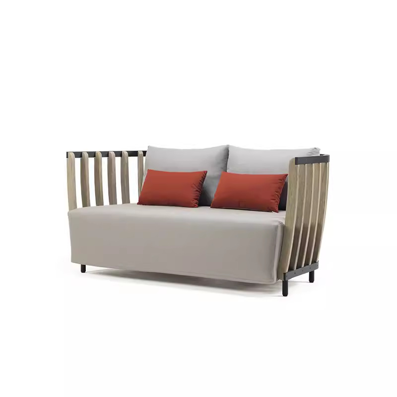 Sofá nórdico al aire libre de teca patio villa transfronteriza muebles al aire libre hotel jardín balcón combinación de sofá de madera maciza