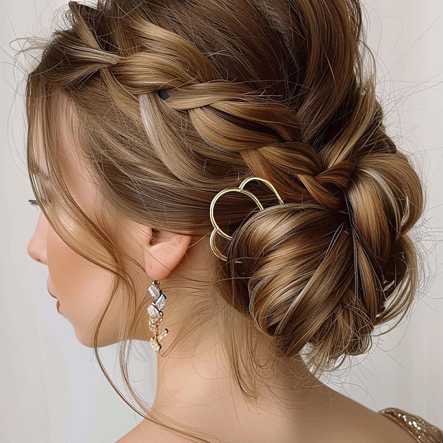 Pein de cabello de aleación simple de cuatro dientes estilo chino disco retrogrado pein de cabello DIY onda U-shaped color al por mayor pinzas de cabello