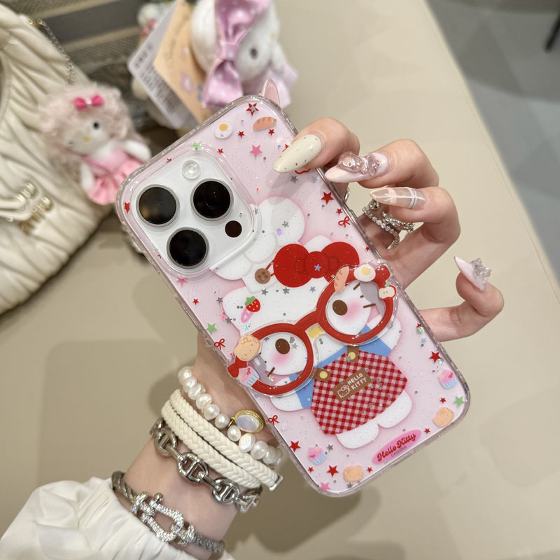 Girl ins Cute Chef Gafas kt Apto iphone16ProMax Apple 14/15 Funda para teléfono 13 Nuevo