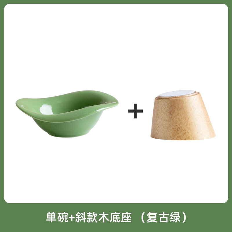 Dividir tazón de fuente del gato de cerámica Pet Bowl alto pie boca oblicua protección del cuello anti-golpe tazón de fuente de comida para gatos tazón de fuente de perro al por mayor