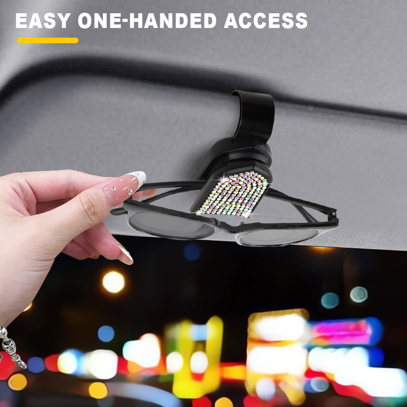 Cross-Border New Car Accessories: Rhinestone Car Document Holder, Car Sun Visor Sunglasses Holder, Receipt Holder, Interior Decoration