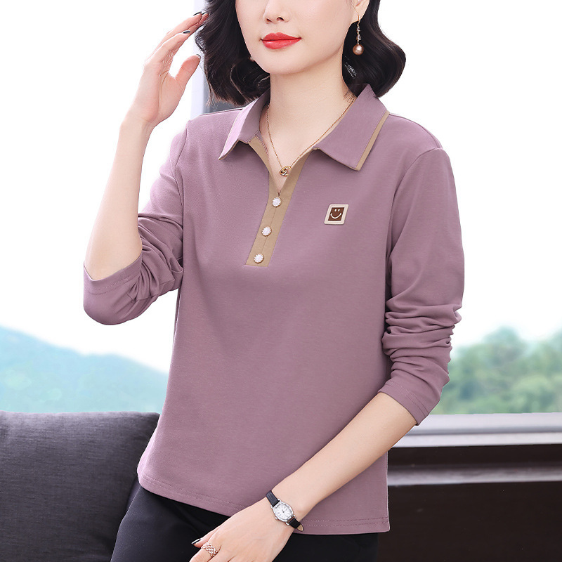 新款大码T恤女时尚polo衫大码宽松上衣遮肚显瘦打底衫简约体恤女|undefined