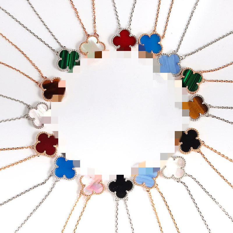 High-Quality Sterling Silver Four-Leaf Clover Bracelet with 18K Gold-Plated Necklace, Rose Red Chalcedony Agate White Shell Pendant Clavicle Chain High-Quality Sterling Silver Four-Leaf Clover Bracelet with 18K Gold-Plated Necklace, Rose Red Chalcedony Agate White Shell Pendant Clavicle Chain