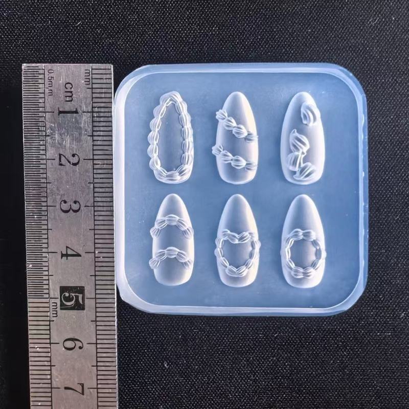 美甲模具法式奶油裙边美甲硅胶模具3d立体硅胶雕花饰品美甲模具|undefined