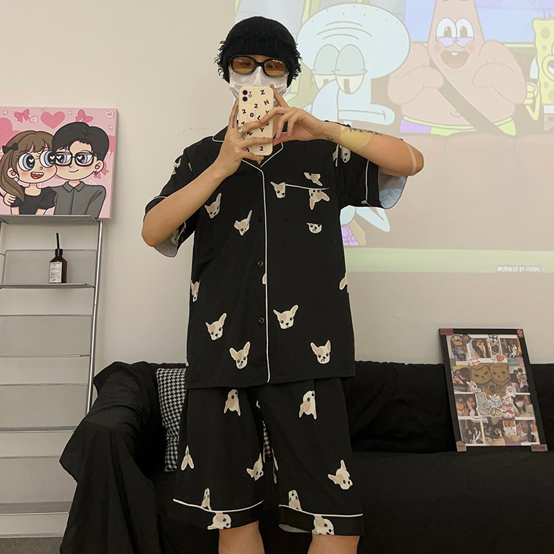 평직-검은색 강아지 [반팔+반바지+바지]