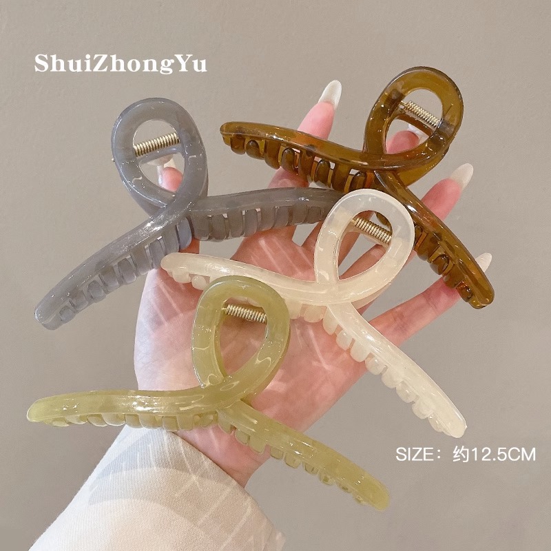 Horquilla de acrílico de las mujeres cuchara trasera updo clip de pelo grande celebridad de Internet elegante tiburón clip tocado simple horquilla