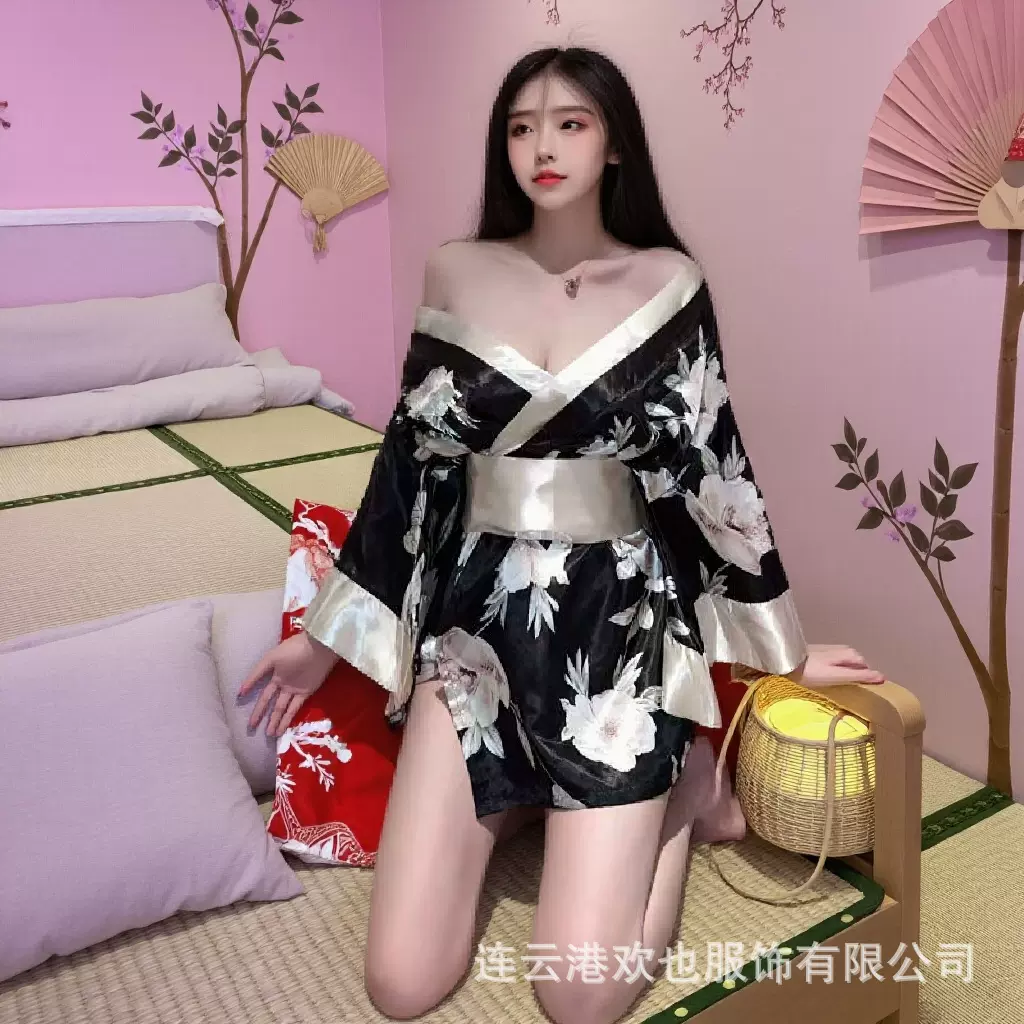 杮弭情趣内衣昭和艺伎和服战袍诱惑深v私房情趣改良性感cos睡袍睡