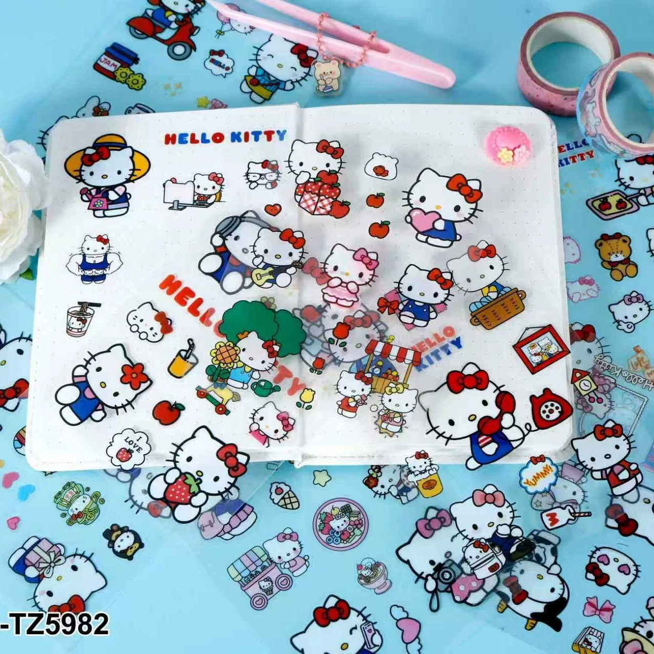 Наклейки (Hello Kitty) 5982 — 10 шт. в упаковке, красно‑синяя серия, для учеников, дисплей 40 шт.