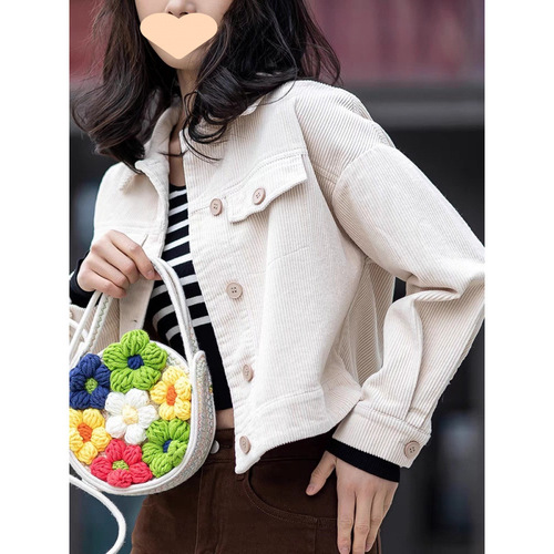 Women's 2025 Autumn Fashionable Collarless Blazer Jacket Casual Short-sleeve Outerwear