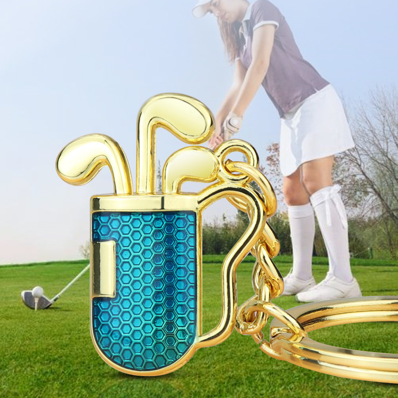 Creative simulation golf metal key chain football basketball key ring chain pendant accessories small gifts
