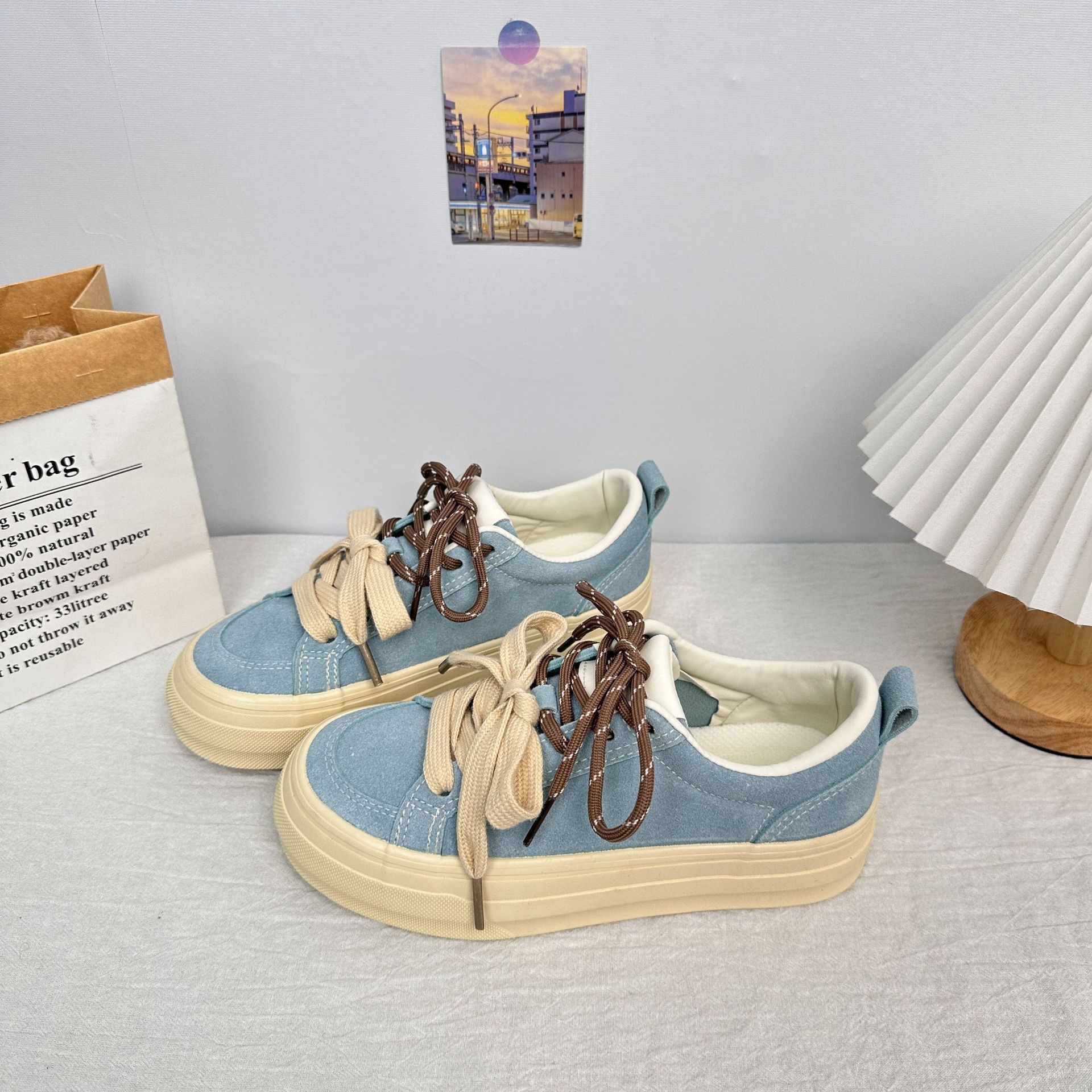 Yuanbo retro té con leche zapatos de lona niñas 2025 primavera y otoño suela gruesa japonesa negra marea nacional zapatos de suela blanda en nombre del cabello