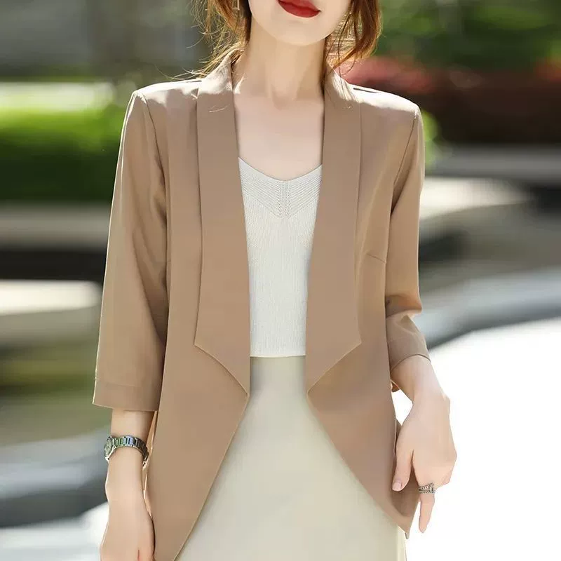 Autumn thin classic suit jacket, high-quality style, bright catchy style, plus size, fitted