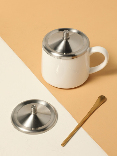 Japanese-style stainless steel cup lid, round water cup lid, portable lid, shock-resistant, high-temperature resistant, easy to clean cup lid