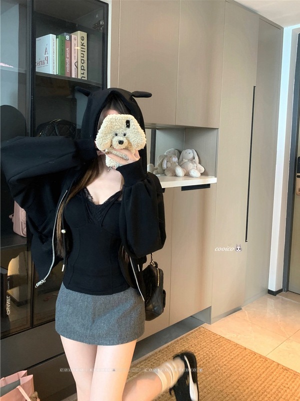 2025新款拼接蕾丝带胸垫吊带背心女秋季无袖上衣外穿卫衣两件套装|undefined