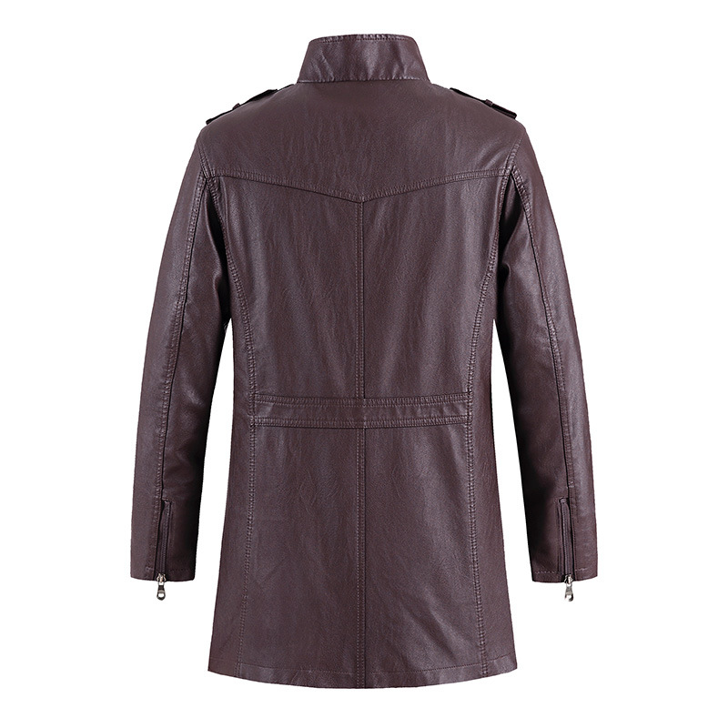 Men's Leather Jacket Slim Fit Stand Up Collar Spring Autumn_voghion.com