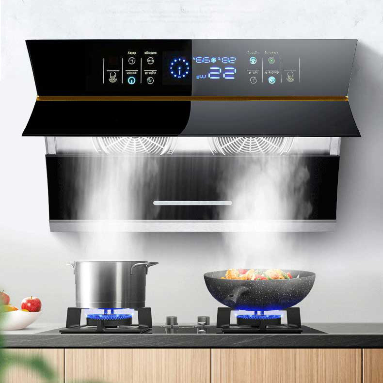 Cross-Border Foreign Trade Household Kitchen Range Hood Side Suction Stainless Steel Exhaust Hood Large Suction Double Motor Range Hood