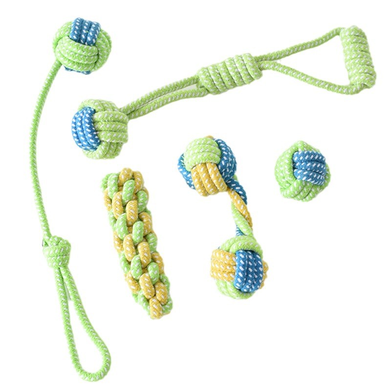 개 물린 밧줄 땋은 어금니 장난감 면 로프 물린 저항 애완 동물 테디 강아지 매듭 구호 장난감 재고 도매
