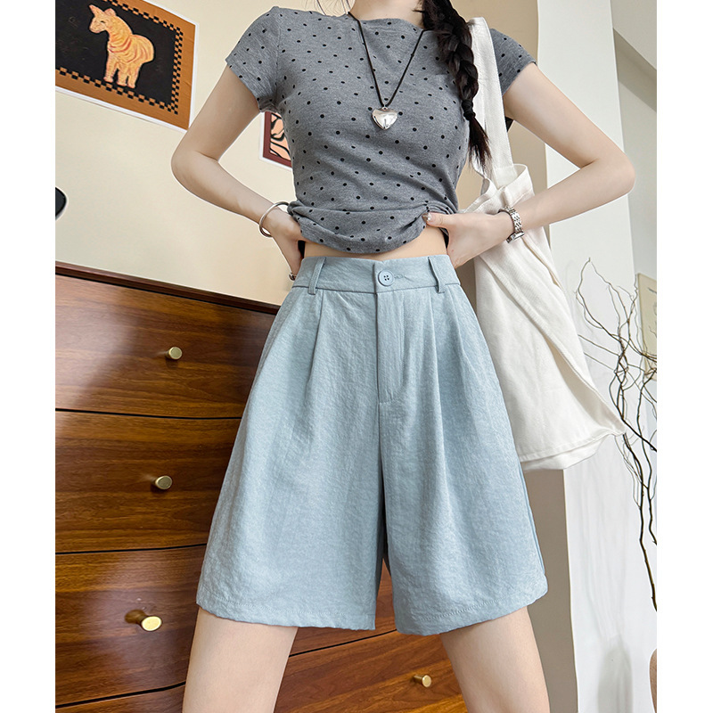 Women's Summer 2026 Thin Casual Slim-Fit Ice Silk Shorts, Petite Wide-Leg Shorts for Outerwear Women's Summer 2026 Thin Casual Slim-Fit Ice Silk Shorts, Petite Wide-Leg Shorts for Outerwear