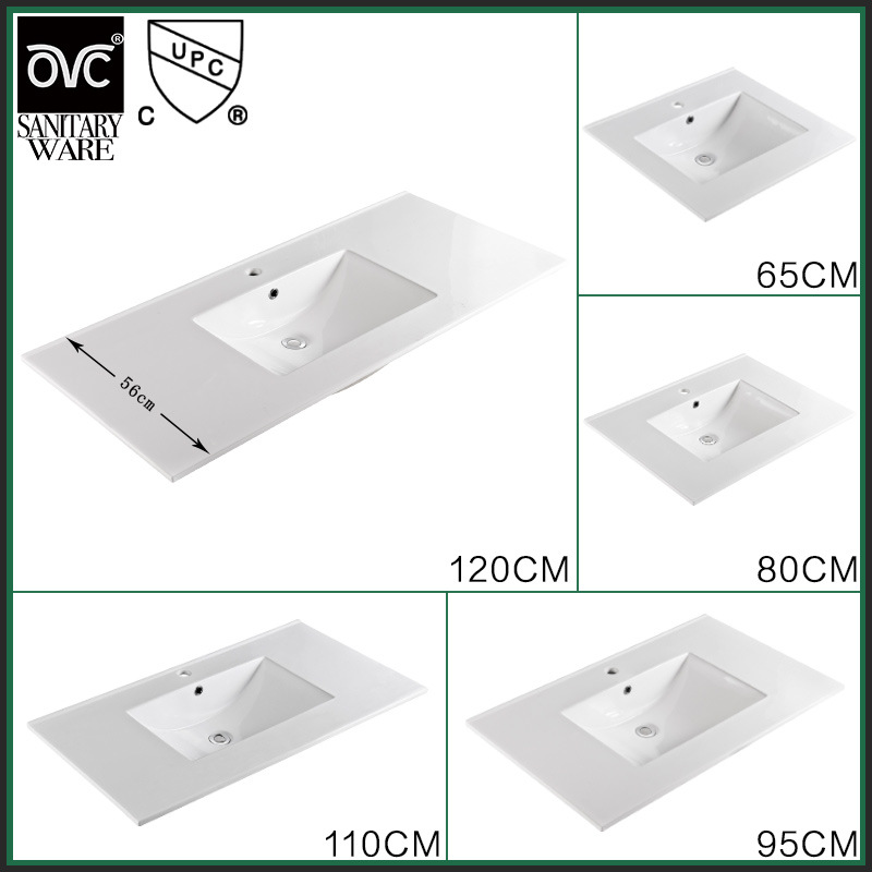 陶瓷台上盆半嵌入式浴室柜陶瓷一体盆卫浴柜洗手盆出口认证台上盆
