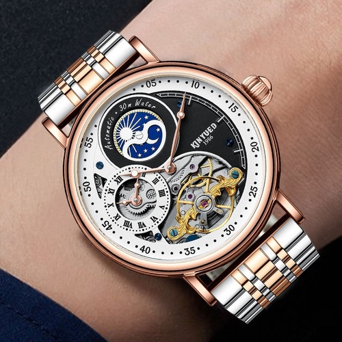 KINYUED Chinese style fully automatic mechanical watch hollow men's watch fashion mechanical watch multifunctional men's watch