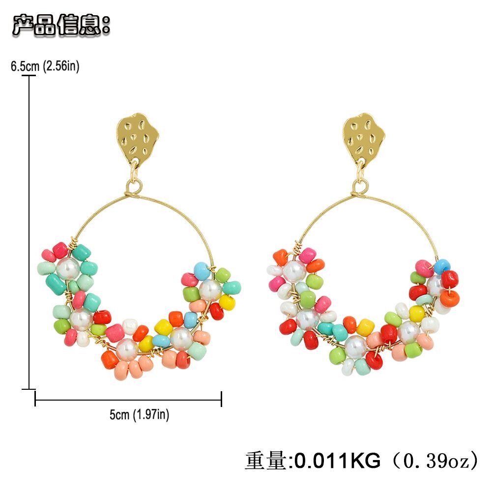 Wholesale Jewelry Color Flower Beaded Pendant Earrings Necklace Set Nihaojewelry display picture 2