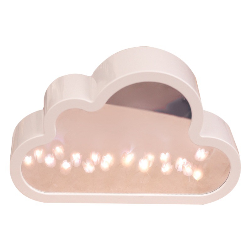 Tulip Cloud Mirror Creative Night Light USB enchufable Atmósfera DIY hecho a mano Día de San Valentín regalo para niñas