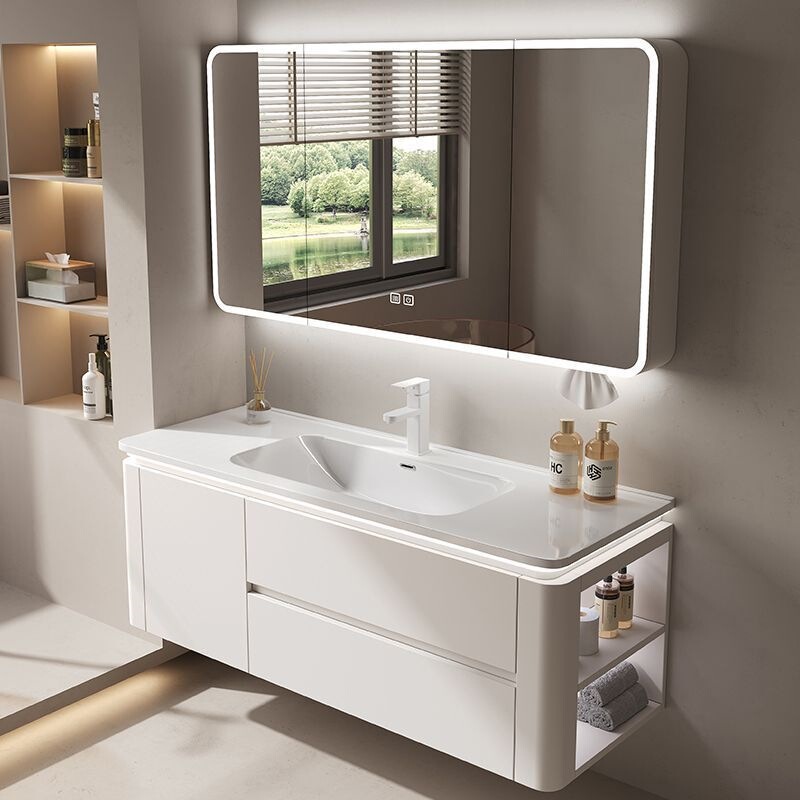 Simple Bathroom Cabinet with Ceramic Integrated Basin, Rounded Corner Toilet Cabinet Combination, Bathroom Cabinet with Washbasin and Integrated Sink Simple Bathroom Cabinet with Ceramic Integrated Basin, Rounded Corner Toilet Cabinet Combination, Bathroom Cabinet with Washbasin and Integrated Sink