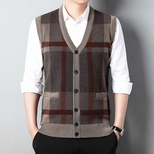 Middle-aged men's Spring and Autumn Sweater waistcoat for the elderly knitted cardigan father's winter waistcoat top vest