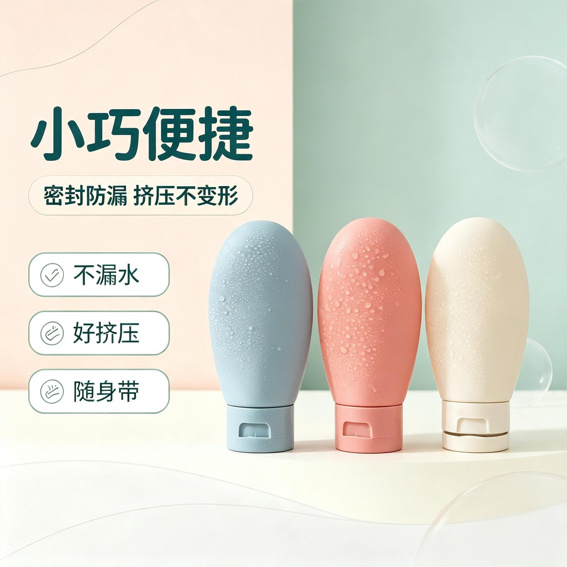 60ML soft tube colorful inverted flip-top squeeze bottle, portable sample empty bottle for travel cosmetics and shower gel