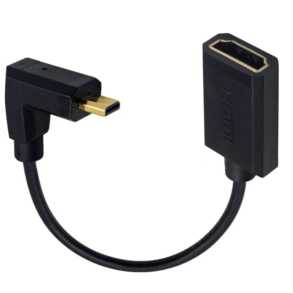 Micro HDMI на HDMI (гнездо) 4K60Hz, 90° угловой кабель OD3.2 для микрокамеры/планшета к телевизору