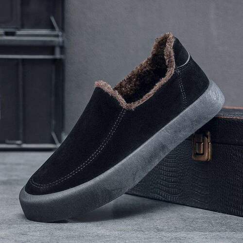 New winter velvet low-cut slip-on shoes, thickened trendy people-in casual cotton shoes for men