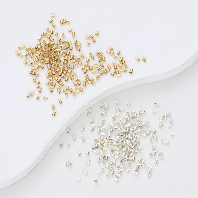 Copper plated 14k gold can be clamped flat positioning tube wholesale handmade diy bracelet accessories bag buckle C buckle positioning bead finishing buckle