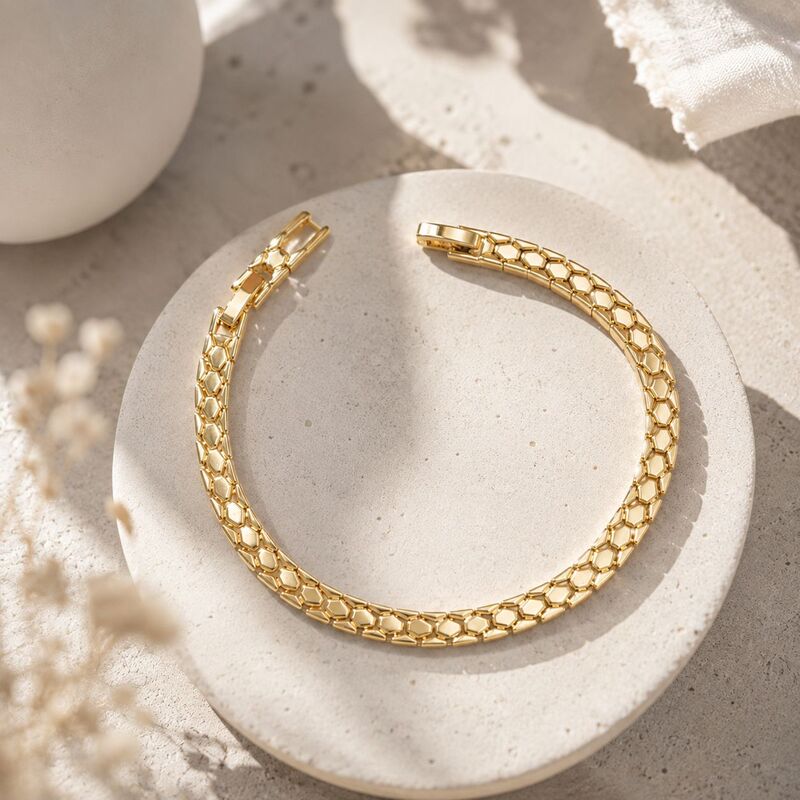 Cross-border bestseller in Europe and America: ins-style geometric block spliced gold bracelet, copper plated with 18K gold snake bone bracelet