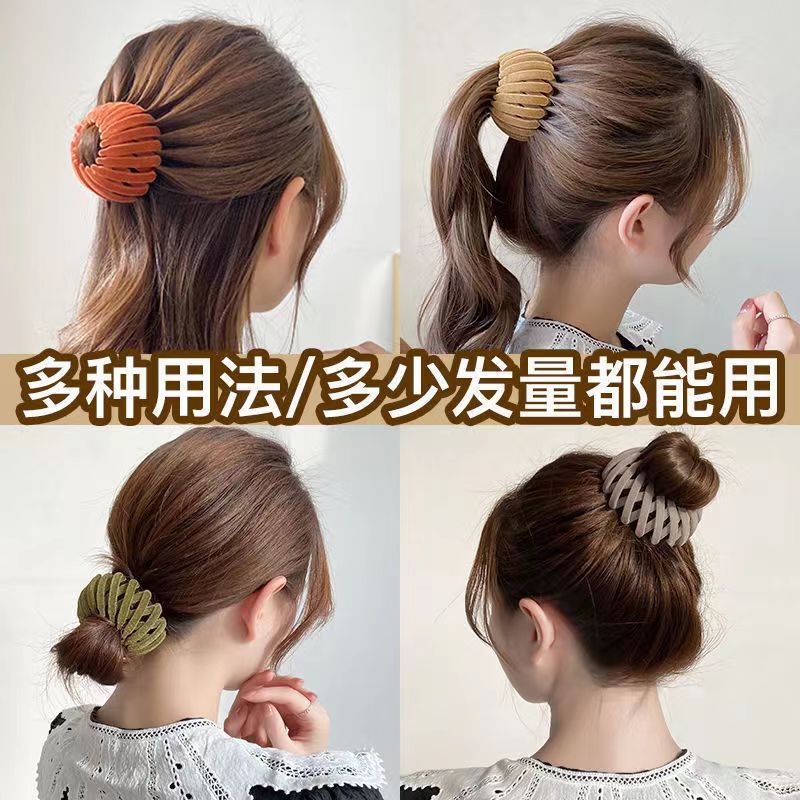 Flocado Nido de Pájaro rizador de pelo cabeza de bola medio lazo de pelo Cabeza trasera alta Cola de Caballo hebilla Otoño e Invierno artefacto perezoso accesorios para el cabello tocado image 5