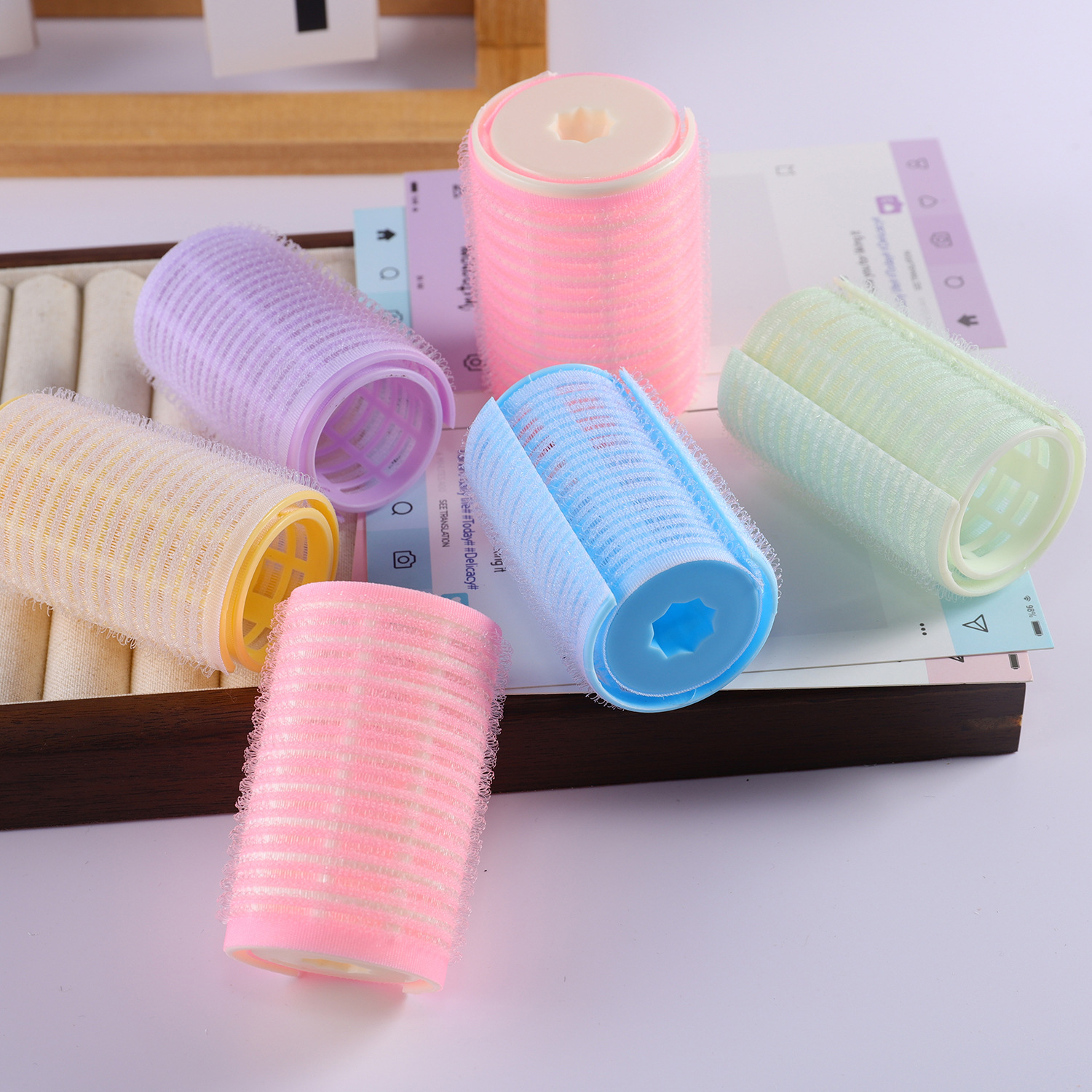 Cute Girly Self-Adhesive Curling Rollers for Air Bangs, Volumizing Hair Root Magic Tape Curling Tool