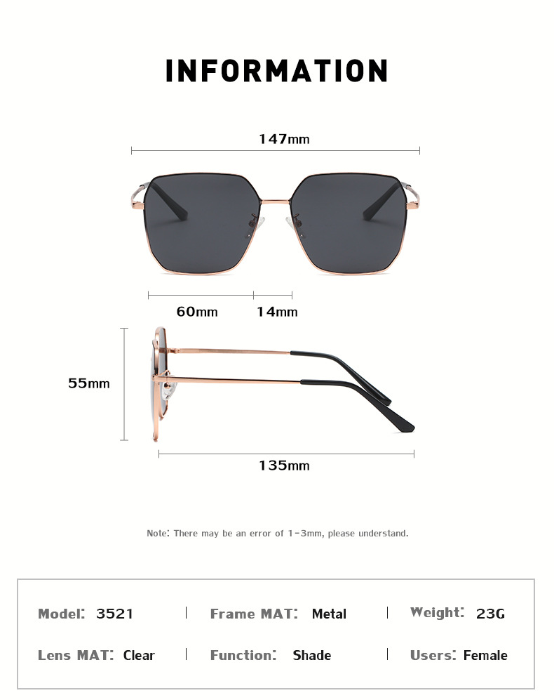 Sunglasses Women's 2022 New Polarized Sunglasses Women's Fashion Large Rim Sunglasses Trendy Outdoor Sunglasses display picture 11