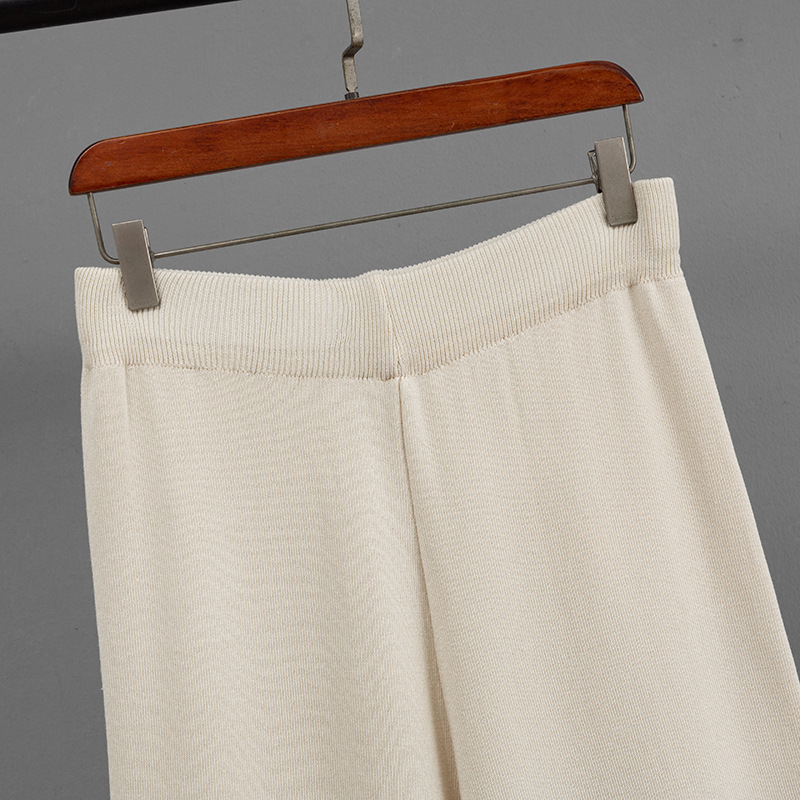 K Knit Sweater Set With Hooded Knitted Sweatshirt And Fashionable Age-reducing Wide-leg Pants, 2-piece Outfit For Women_voghion.com