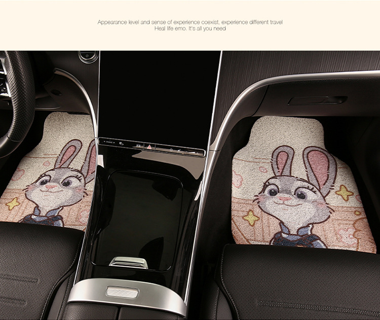Cute Cartoon Car Mat Wire Ring Single-piece Anti-dirty Carpet Protection Mat for High-end Car Thickened Universal Girl