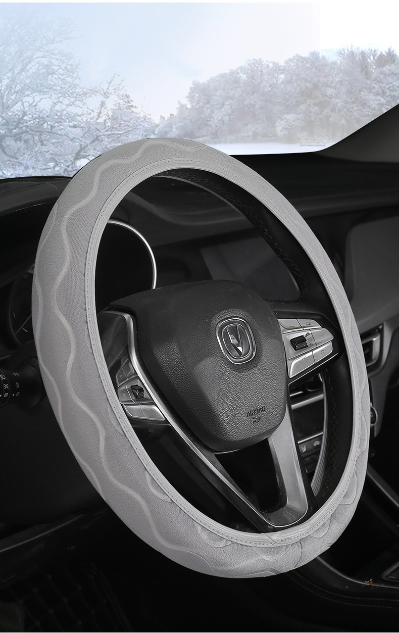 New car steering wheel cover without inner ring winter short plush warm non-slip short plush handle cover Choice